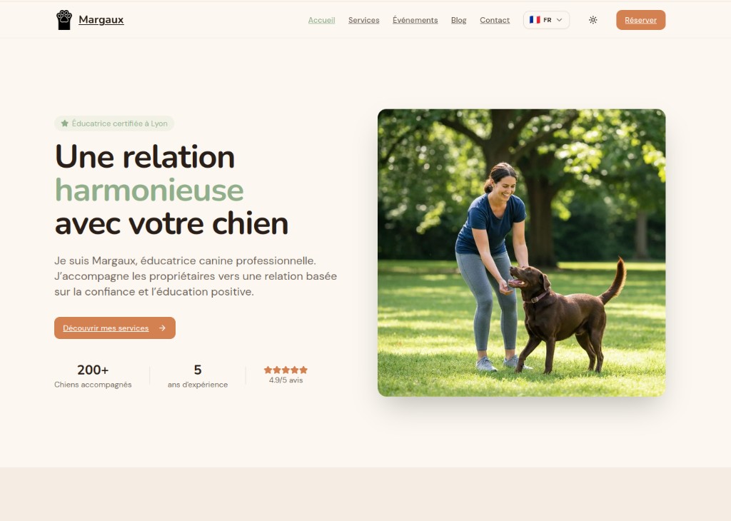 Aperçu du prototype Margaux (Site vitrine)